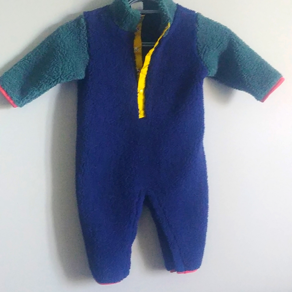 Hanna Andersson Color blocked Faux Shearling One Piece 18-24m